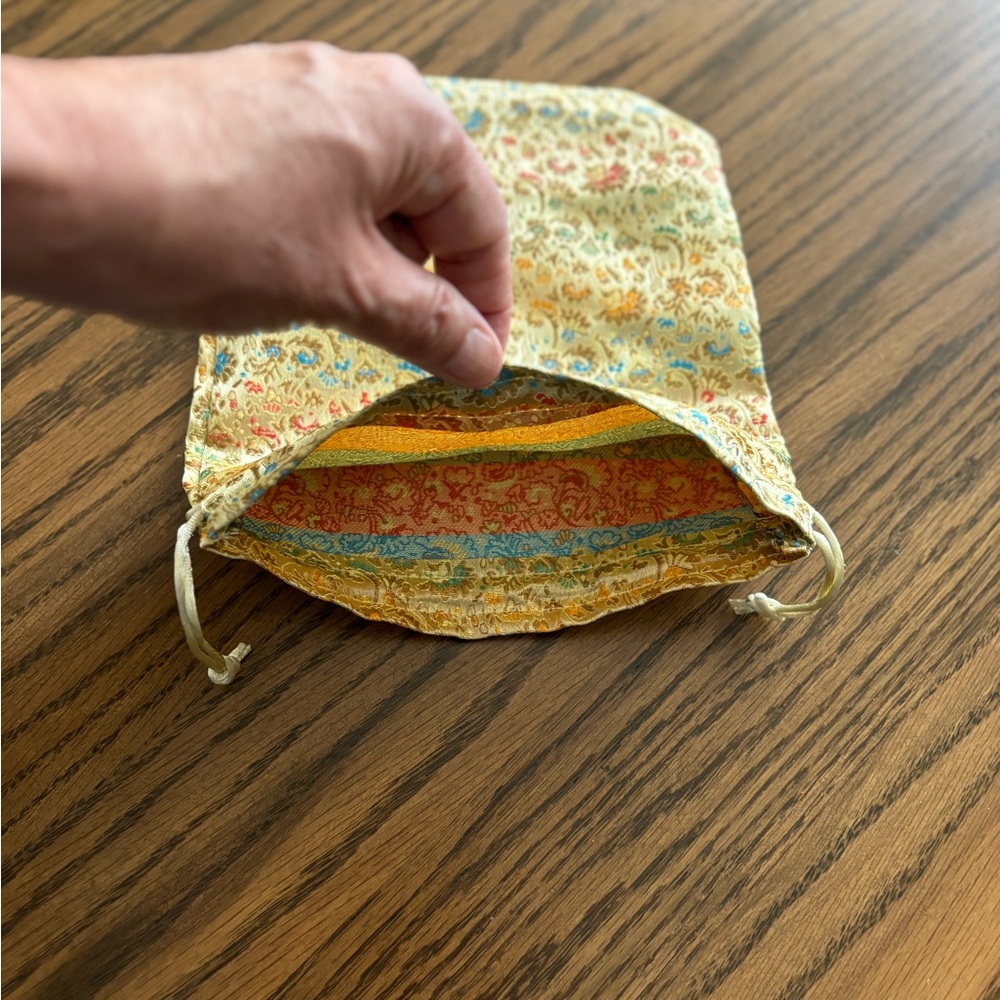 Silk Multicolored Drawstring Bag - image 3